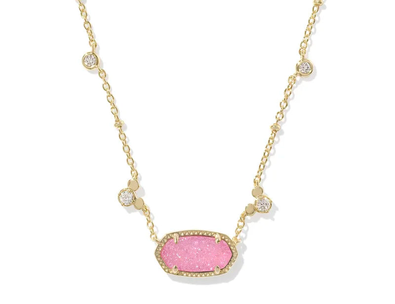 Kendra Scott Mickey Mouse Elisa Necklace, Gold Hot Pink Drusy