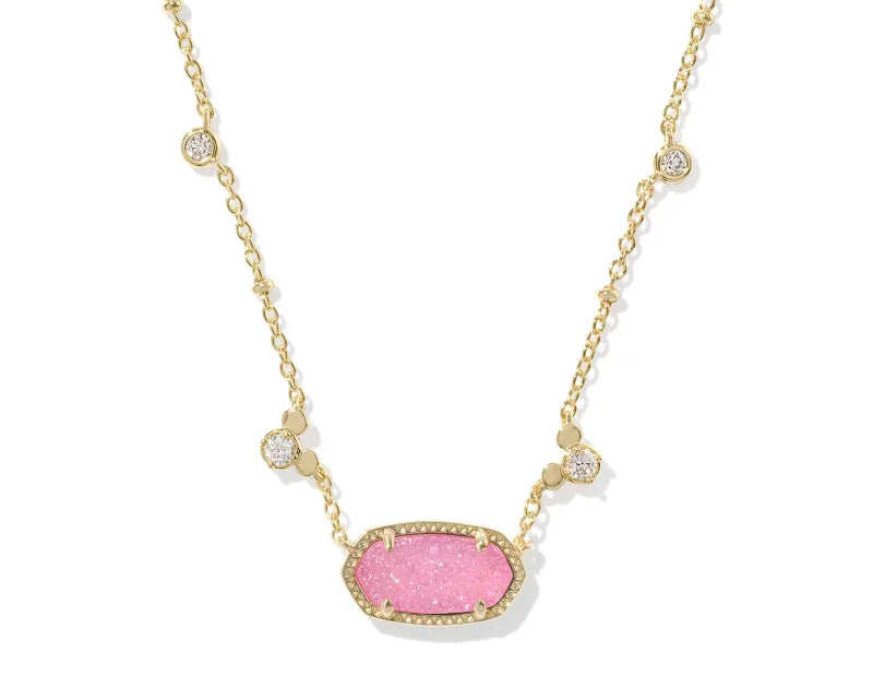 Kendra Scott Mickey Mouse Elisa Necklace, Gold Hot Pink Drusy