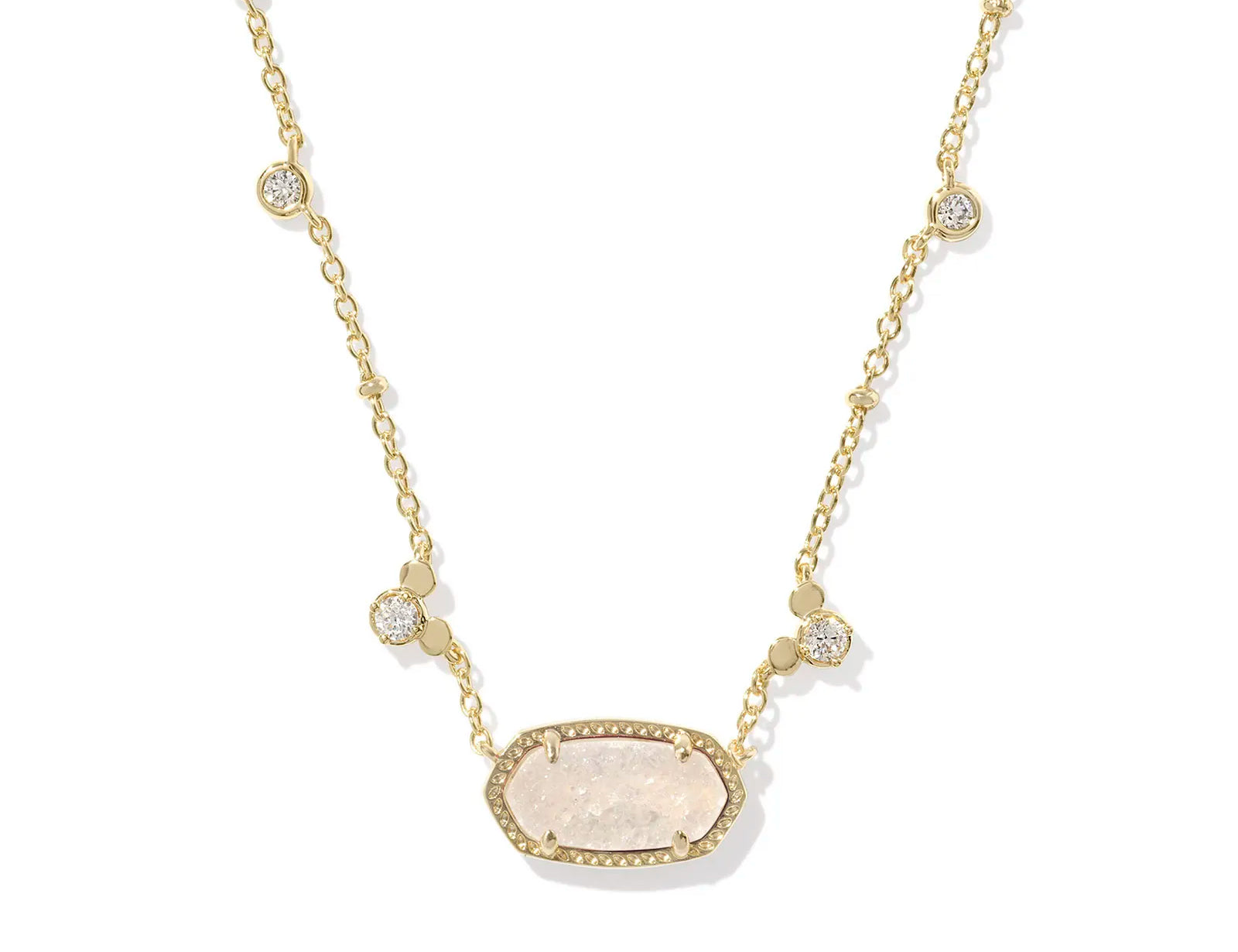 Kendra Scott Mickey Mouse Elisa Necklace, Gold Iridescent Drusy