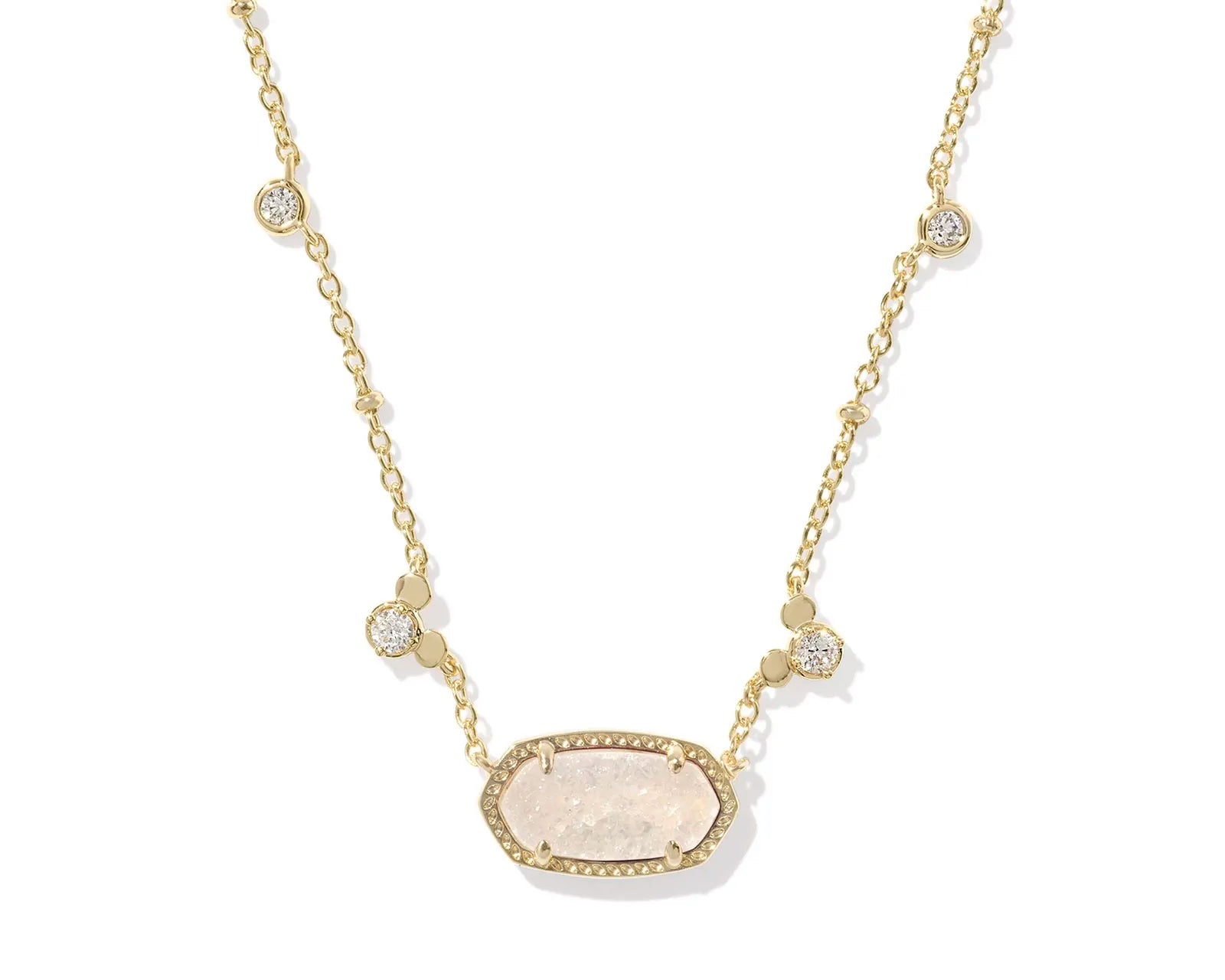 Kendra Scott Mickey Mouse Elisa Necklace, Gold Iridescent Drusy