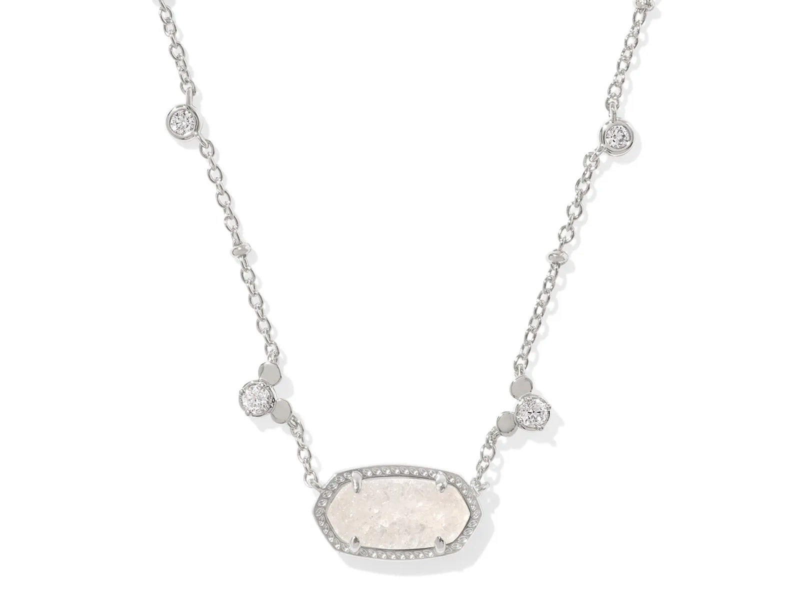 Kendra Scott Mickey Mouse Elisa Necklace, Silver Iridescent Drusy