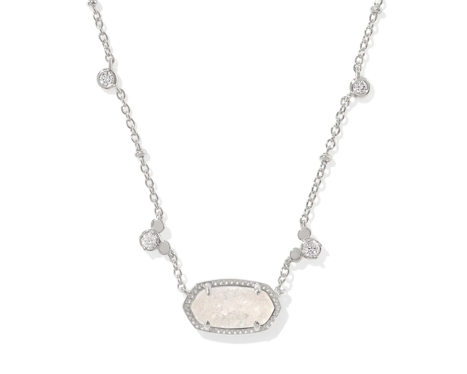 Kendra Scott Mickey Mouse Elisa Necklace, Silver Iridescent Drusy