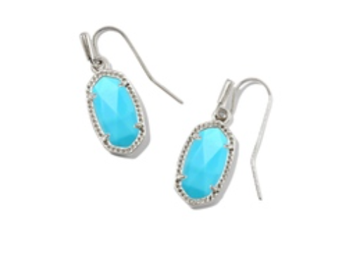 Kendra Scott Silver Lee Drop Earrings, silver oval drops with turquoise stones