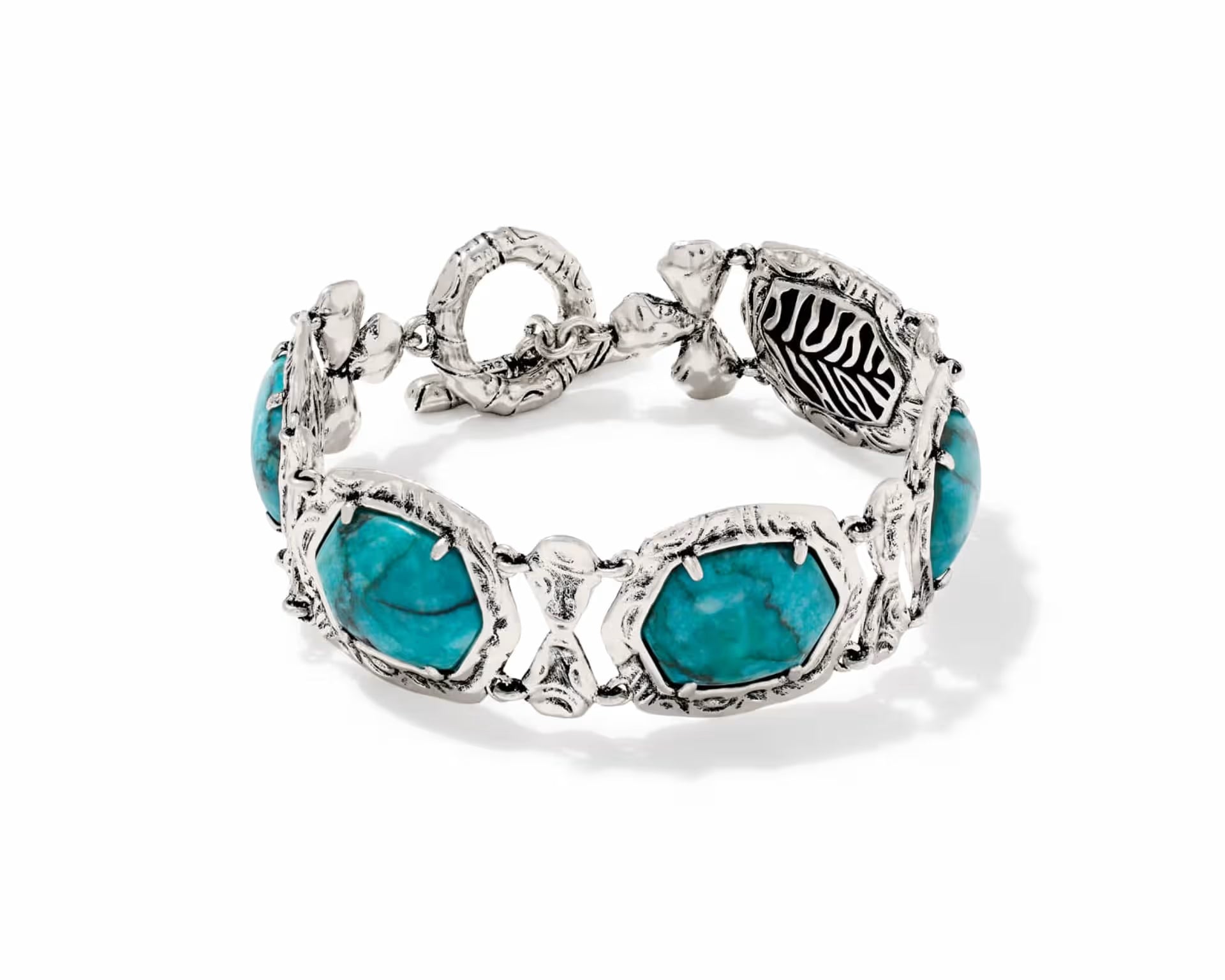 Kendra Scott Tiger Striped Daphne Vintage Silver Statement Bracelet, Second View