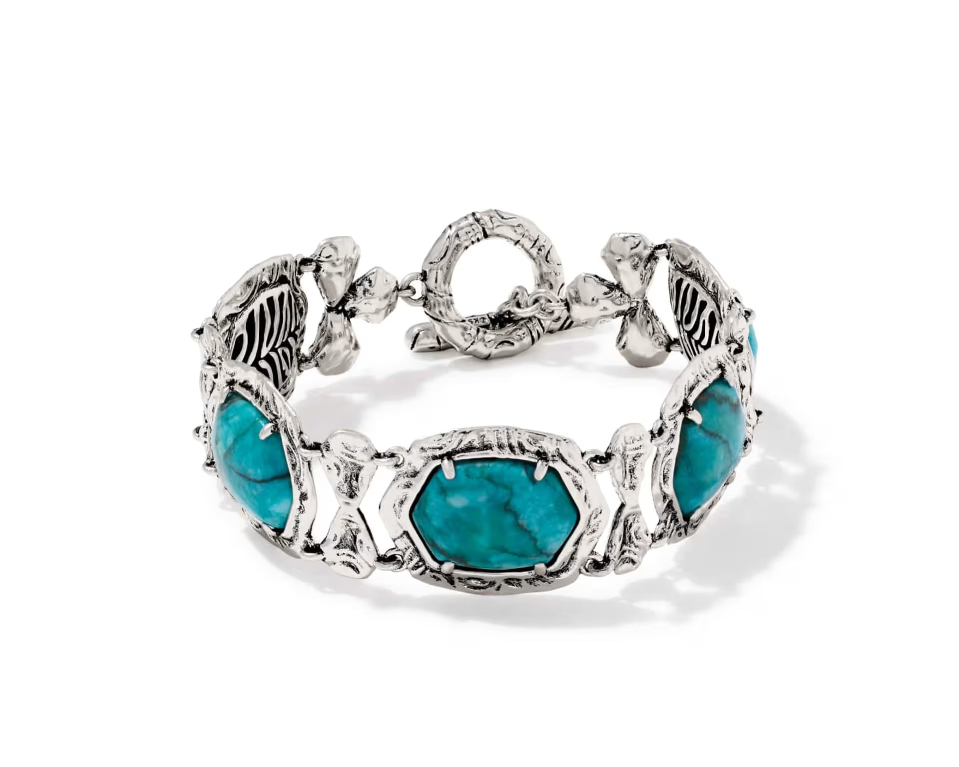 Kendra Scott Tiger Striped Daphne Vintage Silver Statement Bracelet