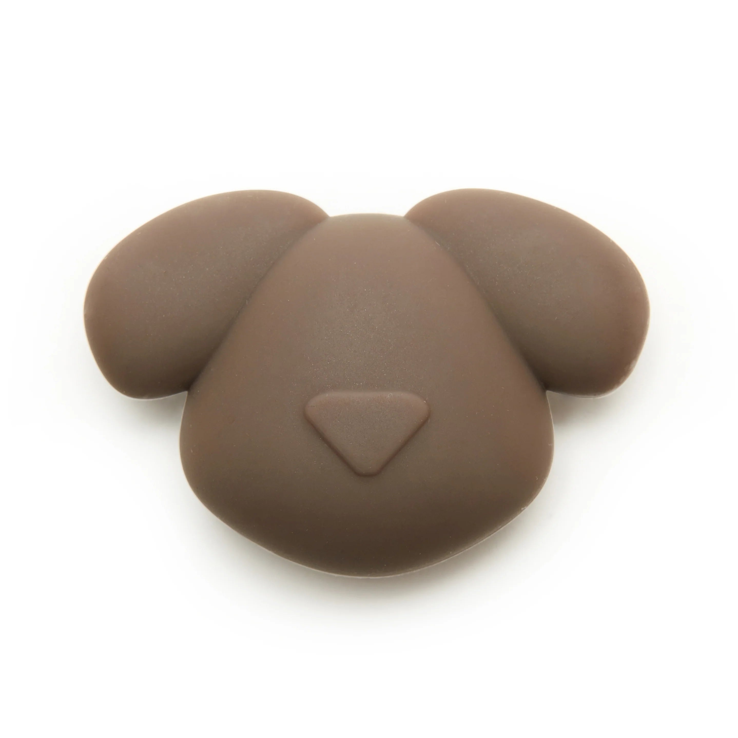 Kikkerland Kobe Air Tag Holder, a brown silicone dog-face shaped AirTag case