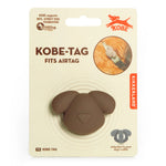 Kikkerland Kobe Air Tag Holder in its retail packaging labeled Kobe-Tag Fits AirTag