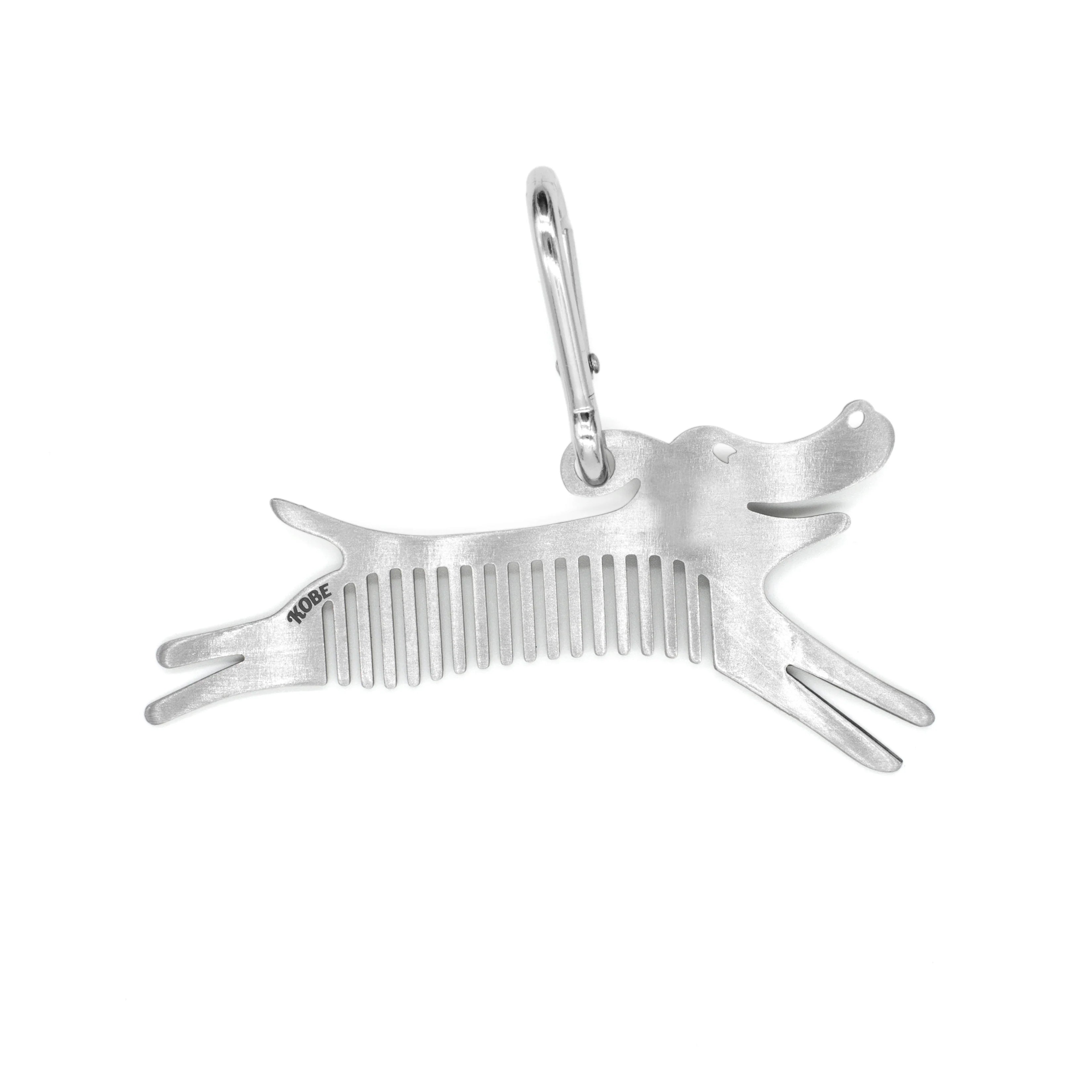 Kikkerland Tick Tool stainless steel dog-shaped comb, angled view