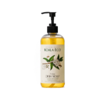 Koala Eco Natural Dish Soap in a clear pump bottle with a botanical label