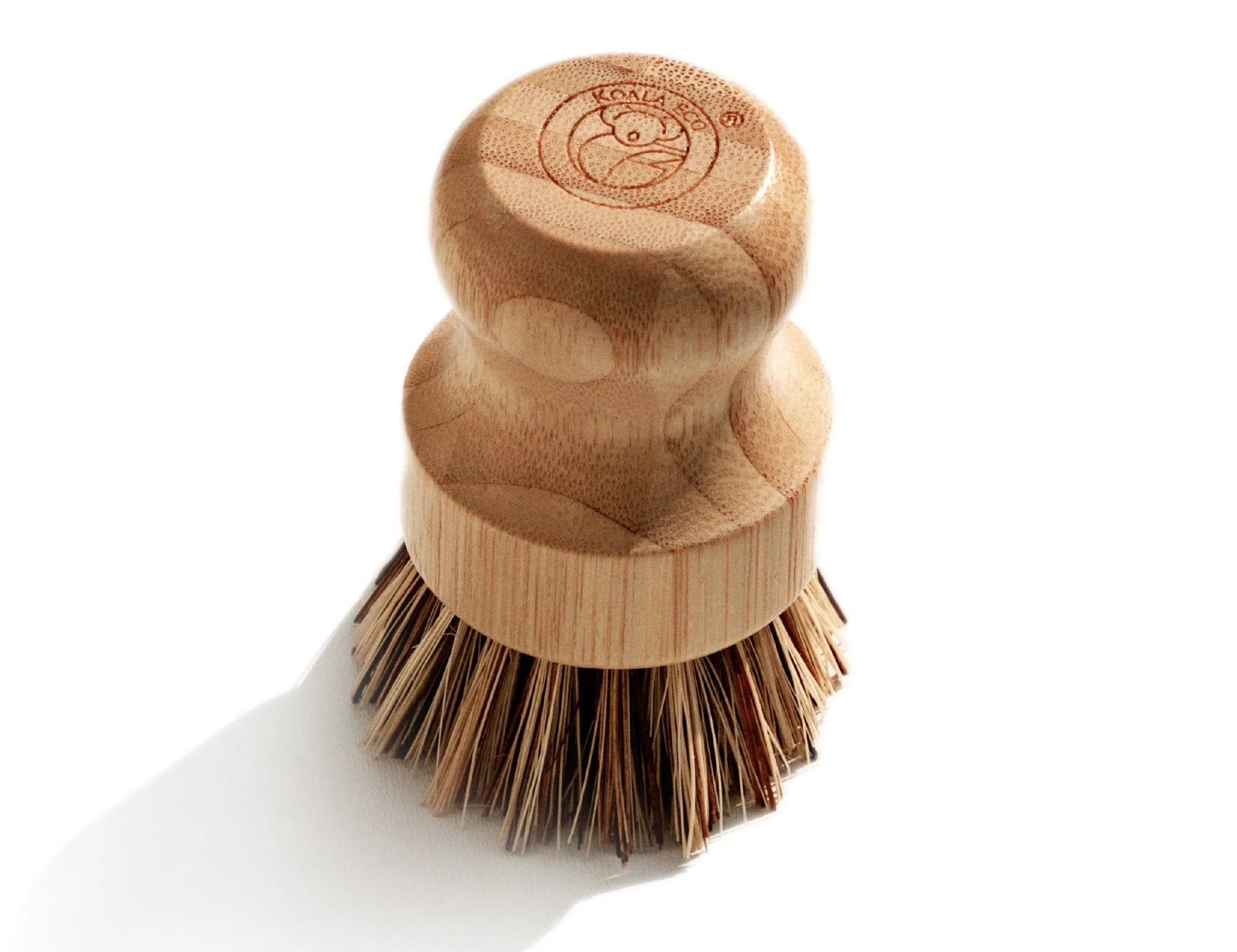 Koala Eco Scrubbing Brush, a round bamboo dish brush with natural bristles