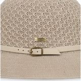 Close-up of the open weave crown and belt band on the beige Kooringal Cassie Women's Short Brim hat