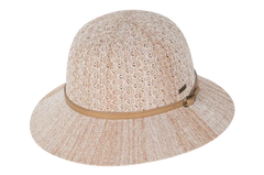Kooringal Cassie Women's Short Brim hat in Natural, a soft blush-beige open weave with a tan belt band