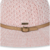 Close-up of the pink open weave and belt band on the Kooringal Cassie Women's Short Brim hat in Peach