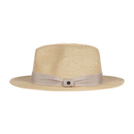 Kooringal Cypress Safari straw fedora with a gray ribbon band, front view