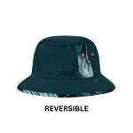 Kooringal Dozer Boys Bucket Hat in Hideaway flipped to its reversible solid dark teal side