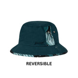 Kooringal Dozer Boys Bucket Hat in Hideaway flipped to its reversible solid dark teal side