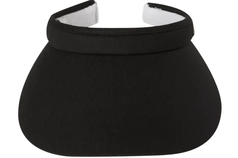 Kooringal Ellen Push On Visor in Black, a fabric sun visor with a wide curved brim