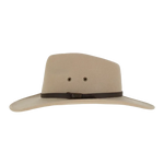 Kooringal Nomad Cowboy Hat in Sand, front view showing the leather band