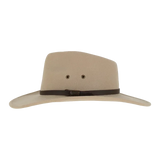 Kooringal Nomad Cowboy Hat in Sand, front view showing the leather band