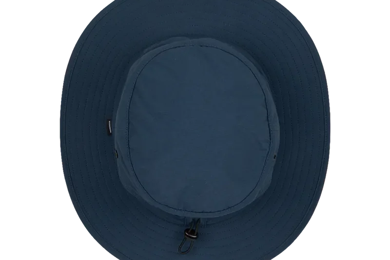 Kooringal Wayfinder Mid Brim hat in Navy, view from above showing the crown
