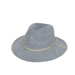 Kooringal Women's Safari Sadie hat in Blue, a heathered blue knit hat with a braided cord band