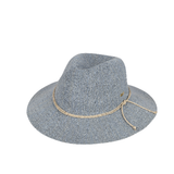 Kooringal Women's Safari Sadie hat in Blue, a heathered blue knit hat with a braided cord band