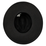 Kooringal Women's Wide Brim Kimberly hat in Black, view from underneath showing the inner band