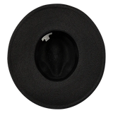 Kooringal Women's Wide Brim Kimberly hat in Black, view from underneath showing the inner band