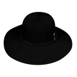 Kooringal Women's Wide Brim Leslie hat in Black, a black woven sun hat with a thin band