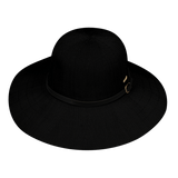 Kooringal Women's Wide Brim Leslie hat in Black, a black woven sun hat with a thin band