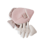 Lambwolf Collective Angel Fish Dog Toy in blush pink corduroy with beige fins, top view