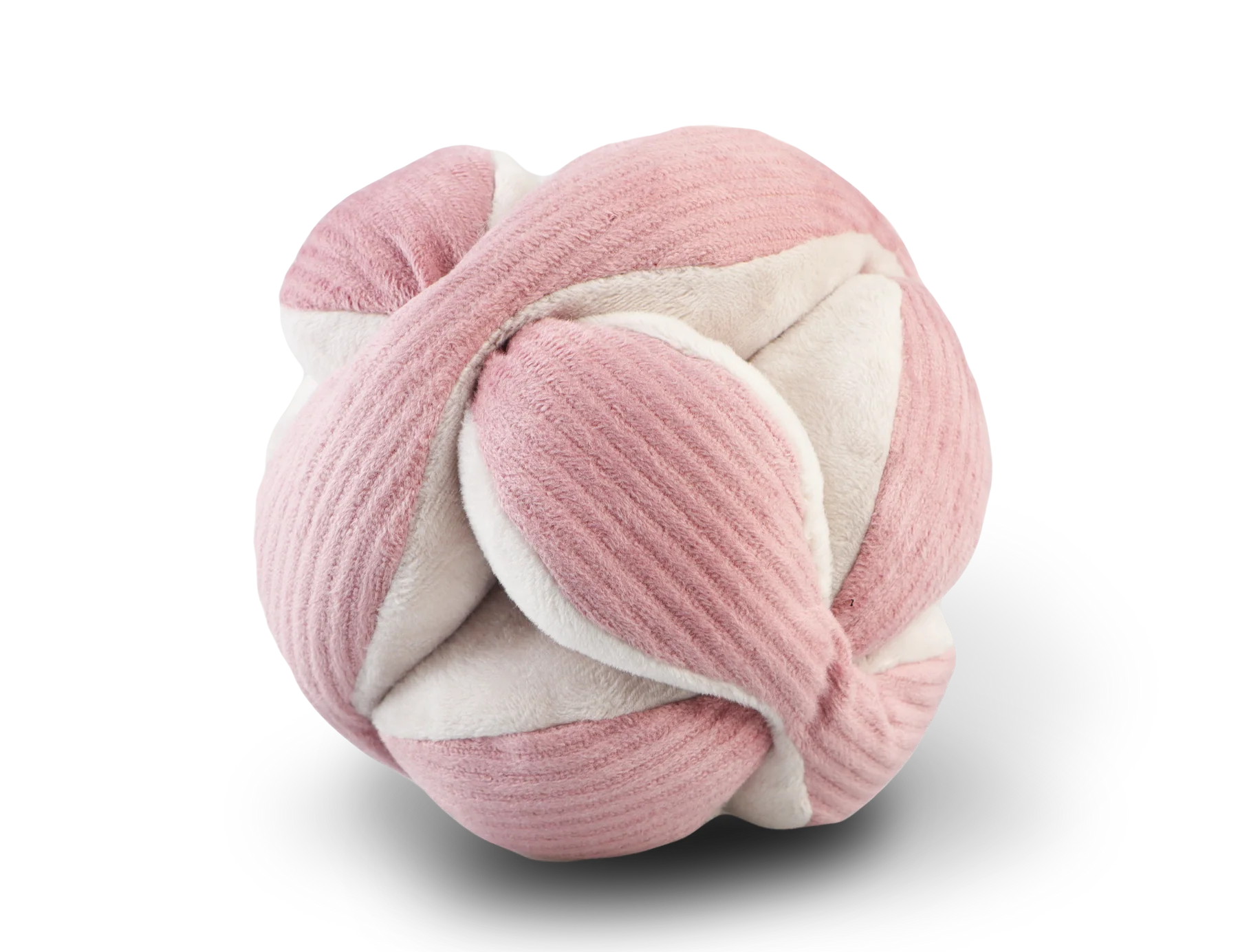 Lambwolf Collective Monti Enrichment Dog Toy in Pink, a corduroy puzzle ball with tucked petals