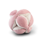 Lambwolf Collective Monti Enrichment Dog Toy in Pink, a corduroy puzzle ball with tucked petals