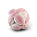 Lambwolf Collective Monti Enrichment Dog Toy in Pink, a corduroy puzzle ball with tucked petals