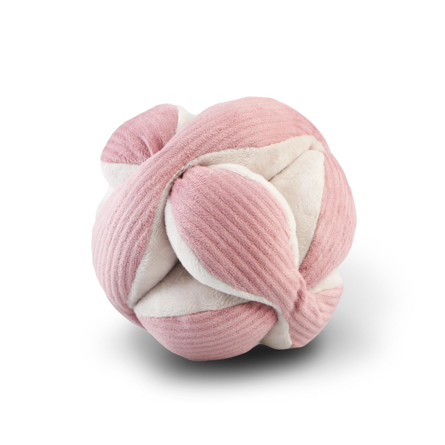 Lambwolf Collective Monti Enrichment Dog Toy in Pink, a corduroy puzzle ball with tucked petals