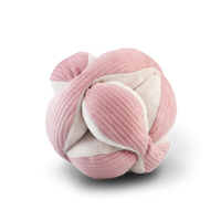 Lambwolf Collective Monti Enrichment Dog Toy in Pink, a corduroy puzzle ball with tucked petals