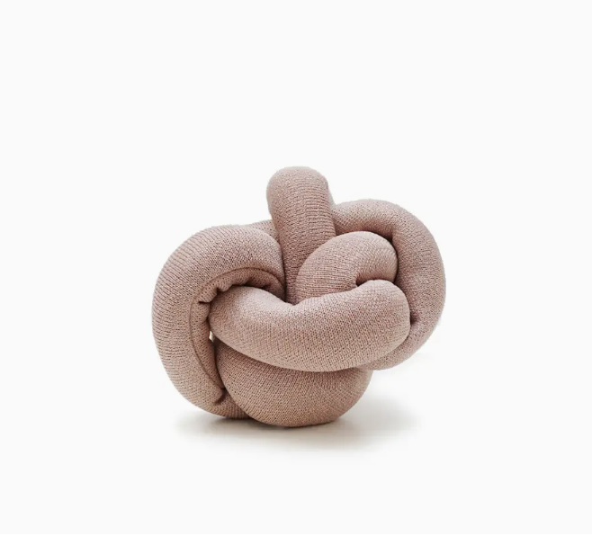 Lambwolf Collective Nounou Dogwood Squeakers Dog Toy, a blush pink knotted rope-style plush