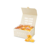 Laundry Sauce Laundry Detergent Pods in Himalayan Cashmere, an open cream box of amber pods