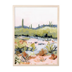 Laurie Anne Art Bright Desert Fine Art Print in a natural wood frame, front view