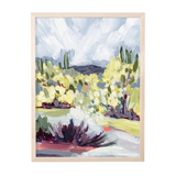 Laurie Anne Art Brush Desert Fine Art Print in a natural wood frame, front view