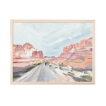 Laurie Anne Art Canyon Road Fine Art Print in a natural wood frame, front view