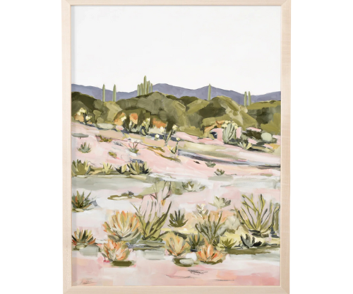 Laurie Anne Art Desert Glory Fine Art Print in a natural wood frame, front view