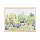 Laurie Anne Art Desert Plants Fine Art Print in a natural wood frame, front view