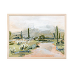 Laurie Anne Art Desert Rain Fine Art Print in a natural wood frame, front view
