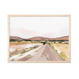 Laurie Anne Art Desert Road Fine Art Print in a natural wood frame, front view