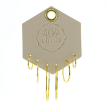 Lotus Studio Gold Trio Earrings in Hoop, three pairs of thin gold hoops in graduated sizes on a Lotus card