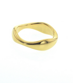 Lotus Studio Gold Waterproof Ring, a smooth organic wavy gold band