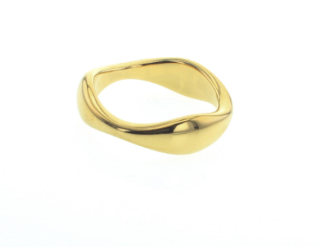 Lotus Studio Gold Waterproof Ring, a smooth organic wavy gold band