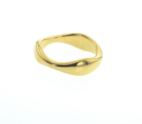 Lotus Studio Gold Waterproof Ring, a smooth organic wavy gold band