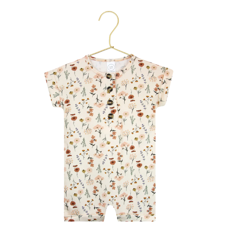 Lou Lou & Company Romper in Rachel floral print, front view on a hanger